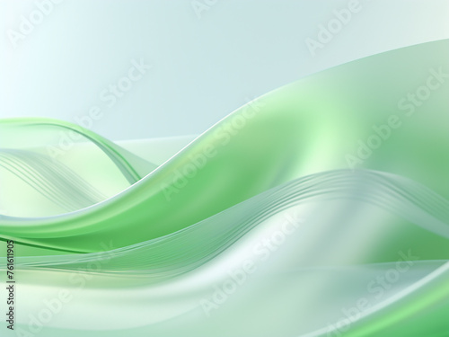 Geometric Ribbons green background. AI Generation.