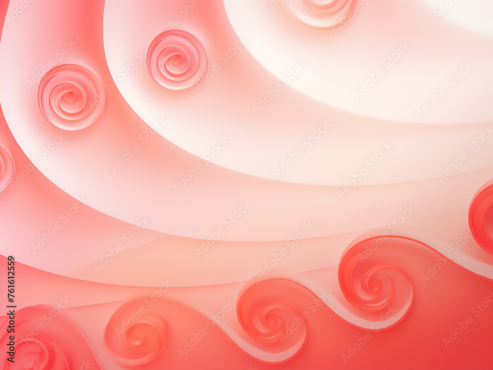 An image of spirals and swirls on a vibrant red background. AI Generation.