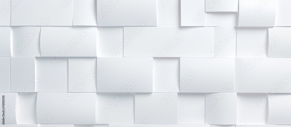 A grey rectangle pattern covers the white wall, creating symmetry and parallel lines. The material property resembles wood flooring with tints and shades variation A grey rectangle pattern covers the white wall, creating symmetry and parallel lines. The material property resembles wood flooring with tints and shades variation