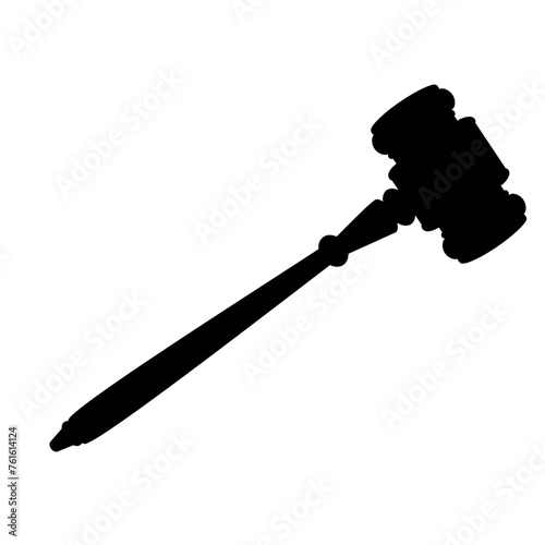 Judges wooden hammer silhouette. Vector image