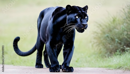 A Panther With Its Tail Twitching With Anticipatio