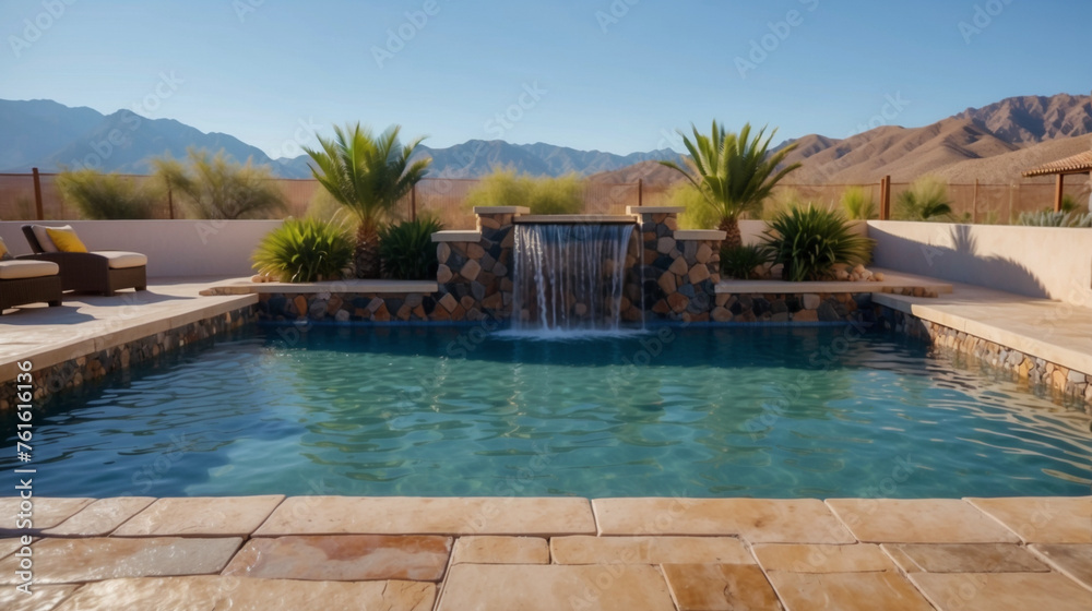 Custom outdoor swimming pool during daytime