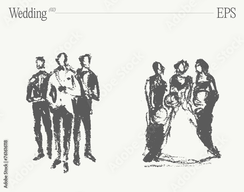 Friends of the groom and bride