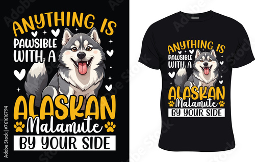 graphic t shirt alaskan malamute t shirt design