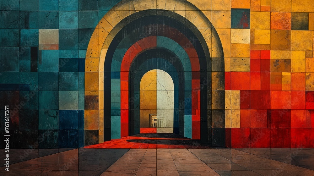 Fototapeta premium Abstract Geometric Deconstruction of Arc de Triomphe, generative ai