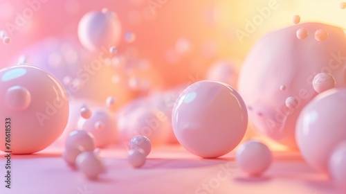 3D Clay Business Icon on Soft Pink Gradient Background - Abstract Composition