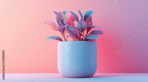 3D Clay Plant Icon in Pastel Gradient - High Render
