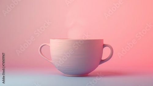 Pastel Pink Coffee Cup: A Serene Morning Beverage Icon in Soft Gradient Background