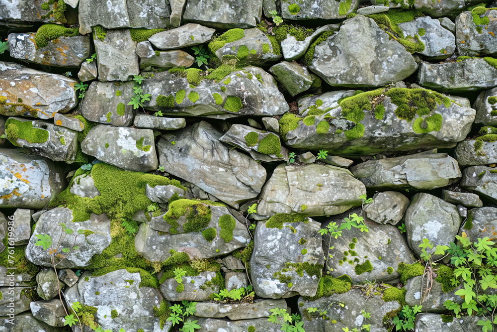Moosbewachsene Steinmauer