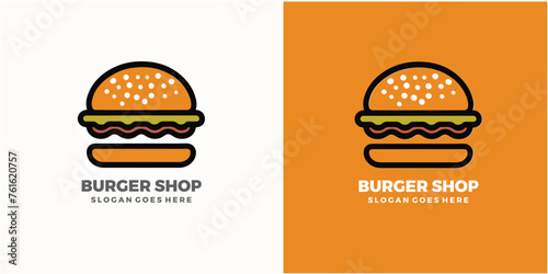 Burger shop vector logo, fast food