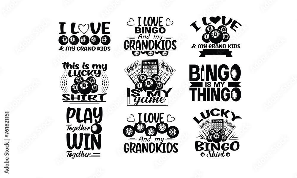 Bingo Silhouette, Cut File, cutting files, printable design, Clipart
