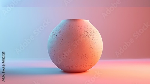 Speckled Eggshaped Vase in Soft Pastel Gradient - Minimalist 3D Render photo