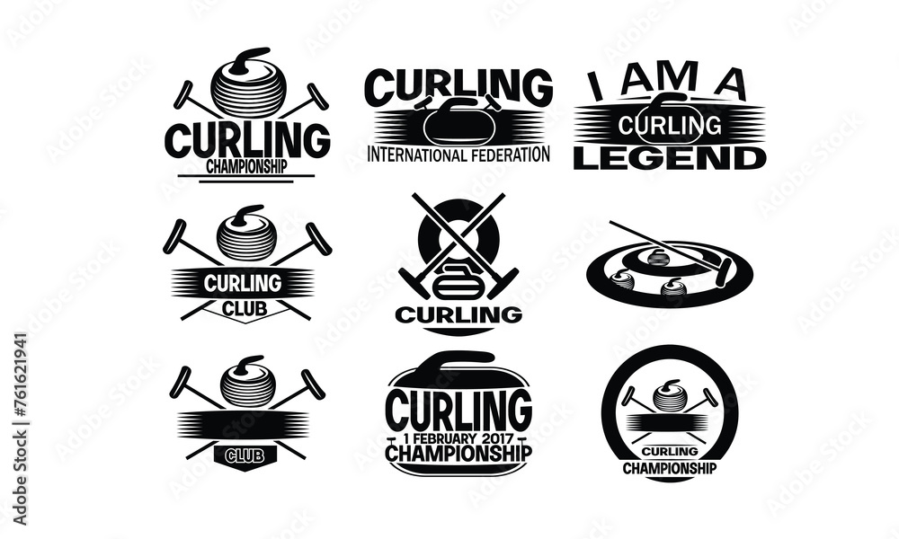 Naklejka premium Curling Silhouette, Cut File, cutting files, printable design, Clipart