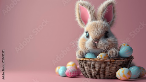 3D bunny with eggs, capturing the vibrant Easter spirit. © Тетяна Іванова