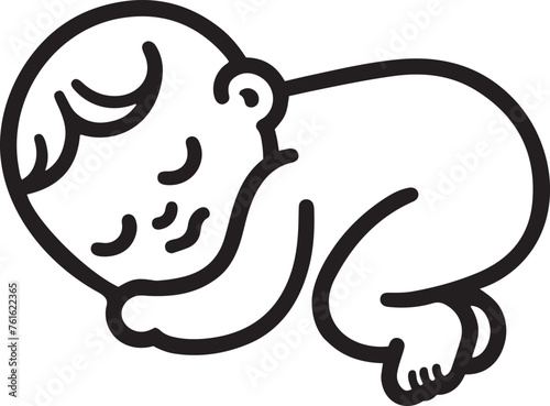 Sleeping baby silhouette vector line on a white background