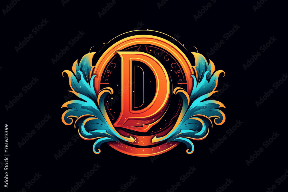 Obraz premium D Initial Luxury letter logo with floral ornament style suitable for a company or business
