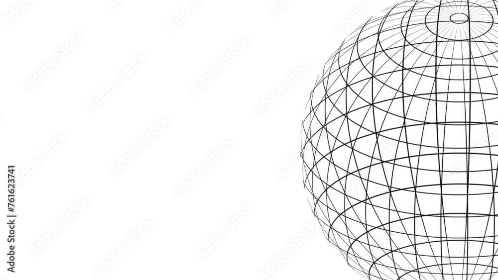 rotating grid sphere on white background loop animation 4K 60 FPS rotating grid sphere on white background loop animation 4K 60 FPS