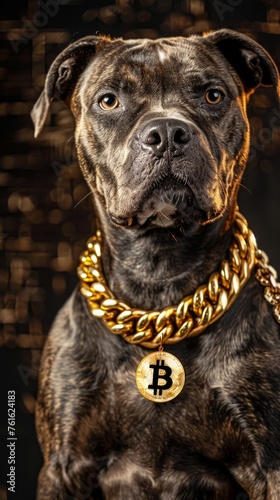 Dog With Bitcoin on Collar