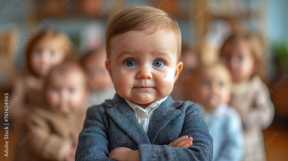 adorable business baby standing with arms crossed adorable business baby standing with arms crossed