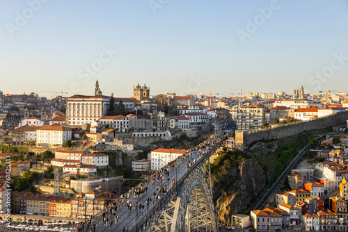 Panoramic view of Porto and Dom Luis I bridge, Portugal