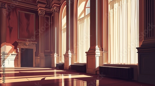 A minimalistic painting of an empty opera room AI generated illustration