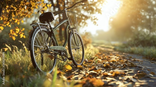 A model of a shiny new bicycle in a d nature background setting     AI generated illustration photo