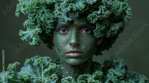 closeup of beautiful leaf cabbage woman