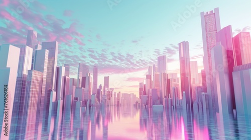 A pastel city skyline in D AI generated illustration
