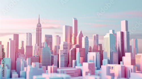 A pastel city skyline in D     AI generated illustration