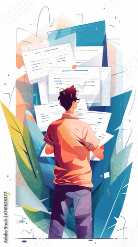 person read bulletin newsletter flat illustration