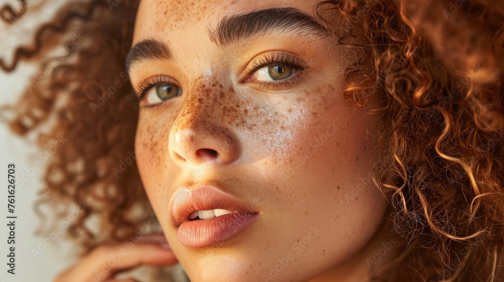 A portrait demonstrating the benefits of using mineral-based skincare     AI generated illustration