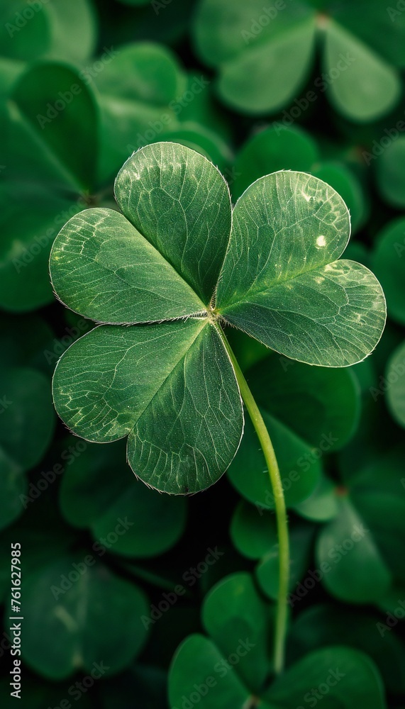 Four-leaf clover among green Four-leaf clover among green