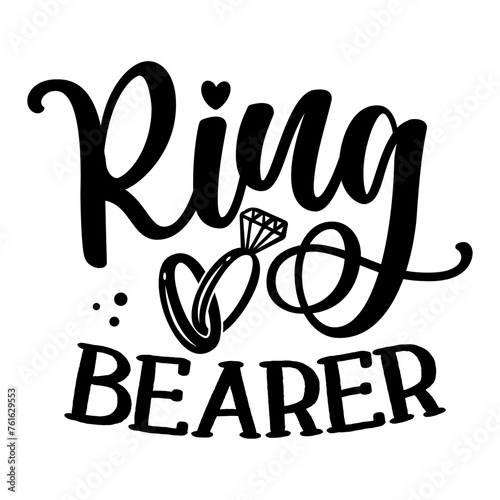 Ring Bearer - Black hand lettered quote with diamond ring for greeting card, gift tag, label, wedding sets. Groom and bride design. Wedding day party. 