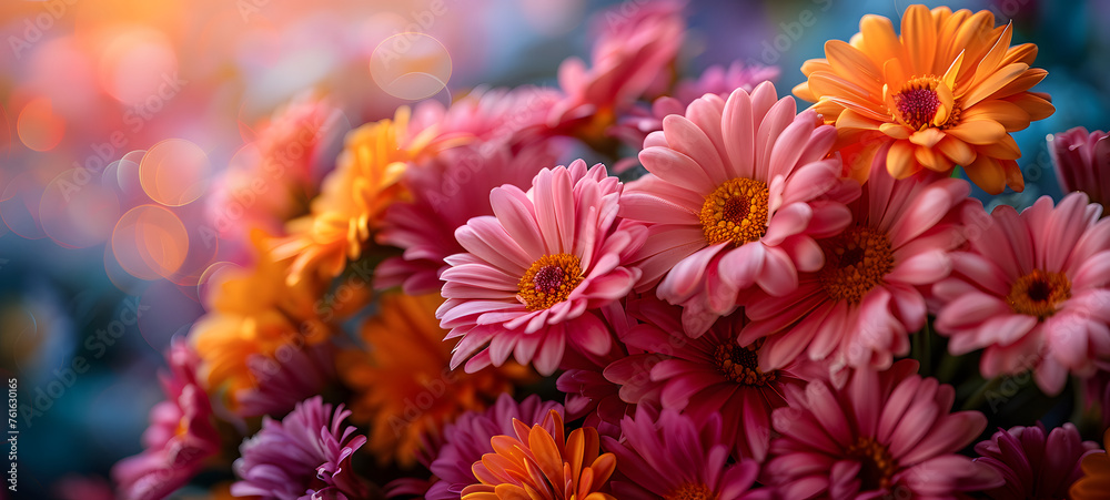 Bouquet of pink and orange flowers with bokeh background. Happy Mother's Day, Women's Day or Birthday Banner. Day for equal rights. Bouquet of pink and orange flowers with bokeh background. Happy Mother's Day, Women's Day or Birthday Banner. Day for equal rights.