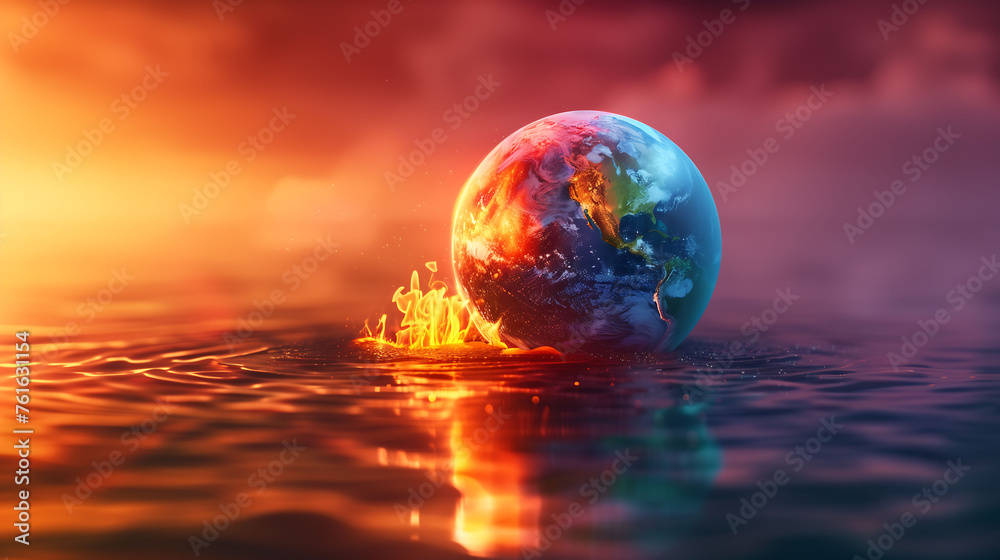 Planet Earth burning, the end of the world, global warming, climate change concept, wallpaper, banner, background Planet Earth burning, the end of the world, global warming, climate change concept, wallpaper, banner, background