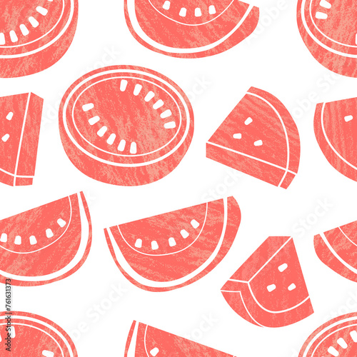 Cute sliced watermelon seamless pattern illustration.