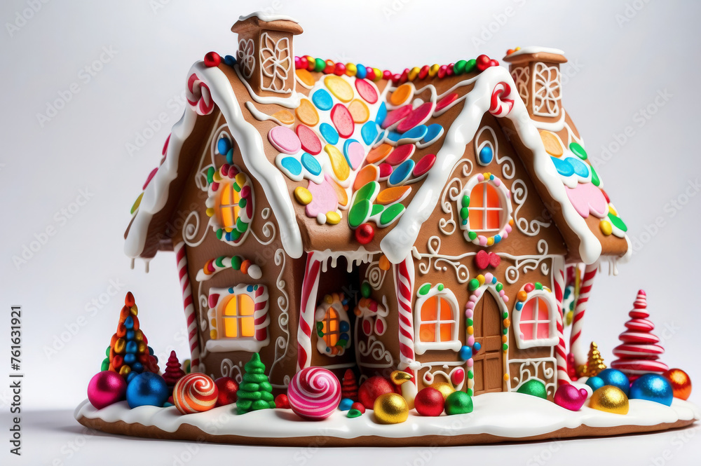 Colorful christmas gingerbread house on isolated background.
Colorful christmas gingerbread house on isolated background.