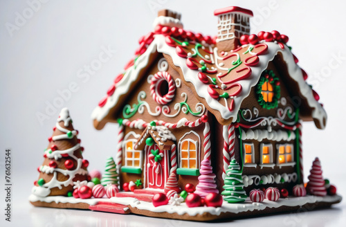 Colorful christmas gingerbread house on isolated background. 