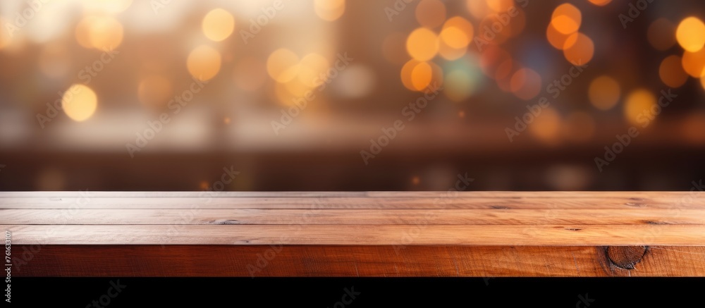 Close-Up Wooden Table with Blurred Background Close-Up Wooden Table with Blurred Background