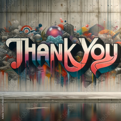 Urban Graffiti Art of Gratitude 'THANK YOU' photo
