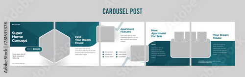Real estate Instagram Carousel Post Layout Set, Social Media Marketing microblog template design, tips & tricks linkedin post template, eps 10.	