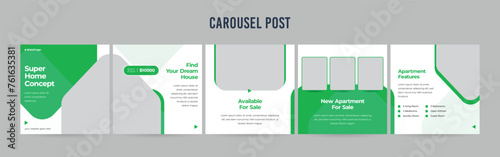 Real estate Instagram Carousel Post Layout Set, Social Media Marketing microblog template design, tips & tricks linkedin post template, eps 10.	