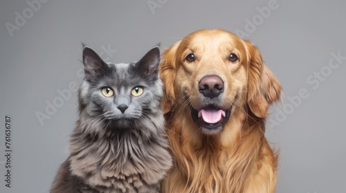 portrait of a cute dog and cat