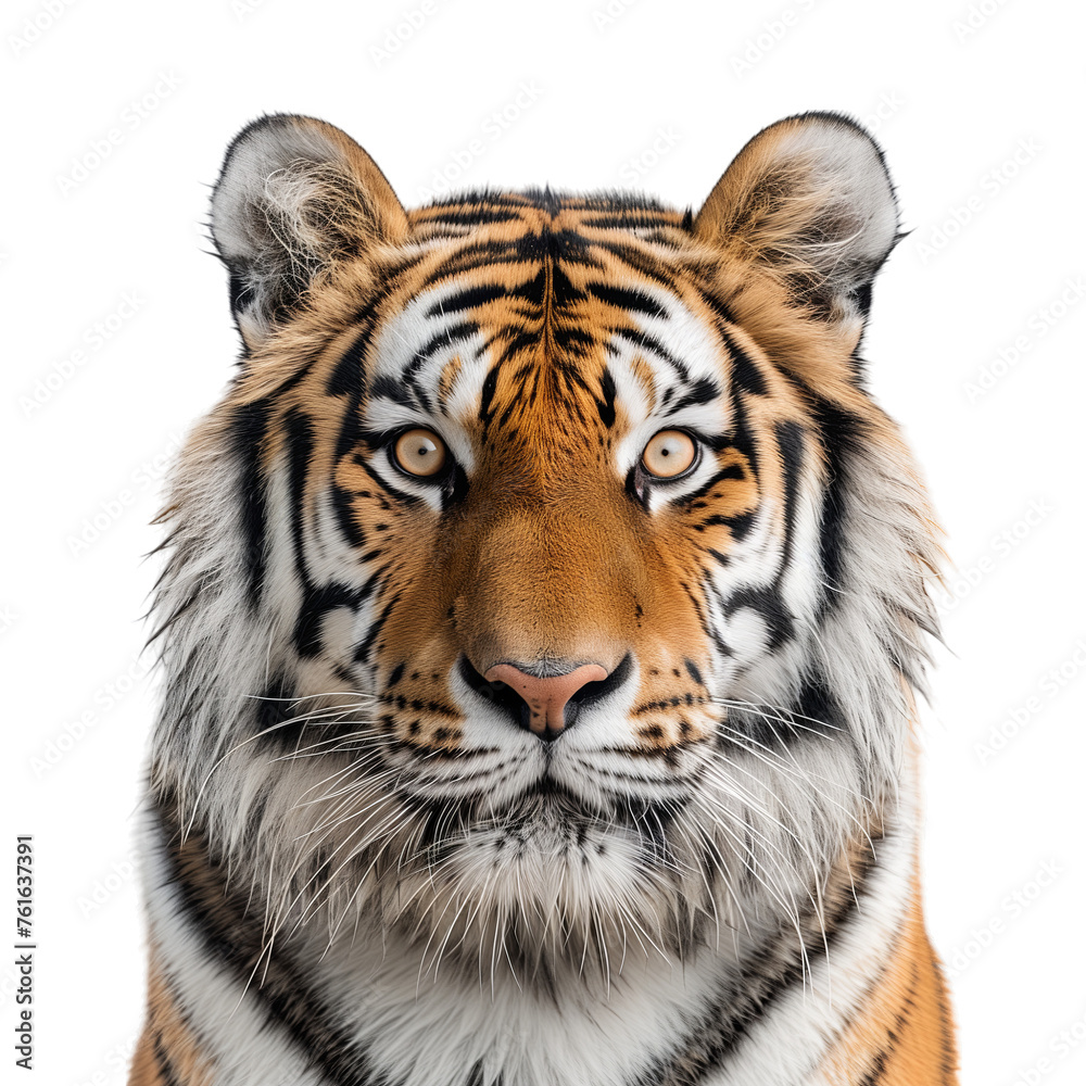 Close up Tiger face on transparent background