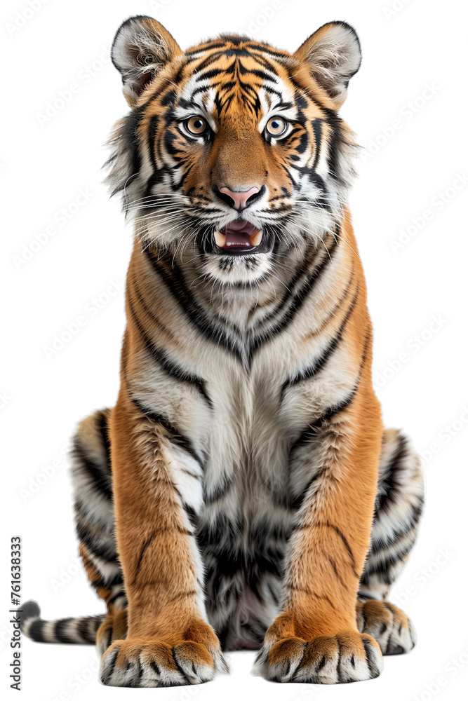 Tiger sitting on transparent background