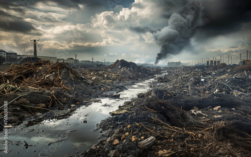 waste disposal in industrial wasteland. photo