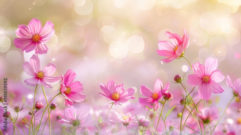 Vibrant spring floral background  colorful natural landscape with soft focus flowers in early summer