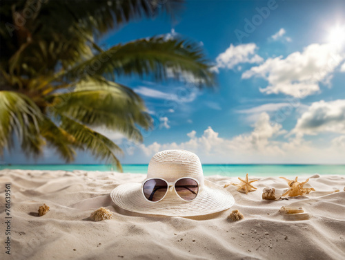 Wakacje lato kapelusz na plaży zdjęcie
