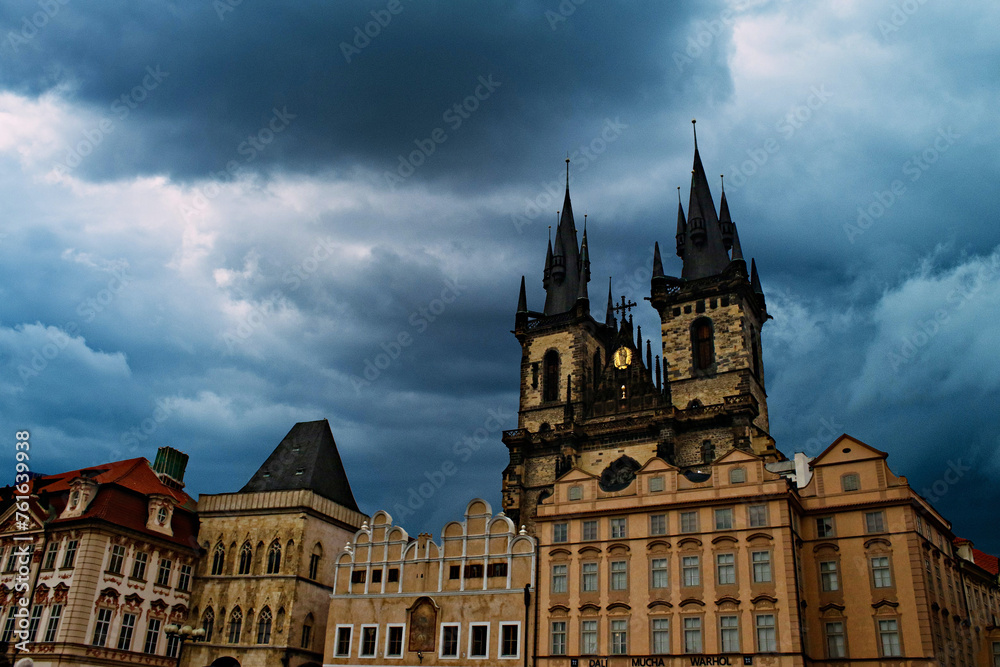 Storm’s Approach: Tyn Cathedral Under Brooding Skies, Prague. Storm’s Approach: Tyn Cathedral Under Brooding Skies, Prague.
