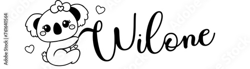 wilone - black color - name written - Word with Koala kawaii for websites, baby shower, greetings, banners, cards,, t-shirt, sweatshirt, prints, cricut, silhouette, sublimation	